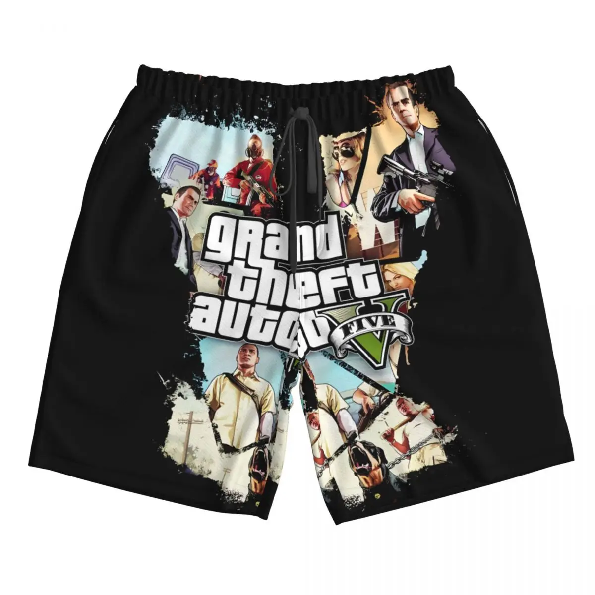 

Grand Theft Auto GTA 5 Game Men's Printed pattern beach shorts,suitability Walk,run,surf, wear on the beach or at home