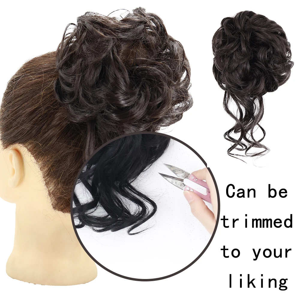 AZQUEEN Synthetic Hair Bun Extensions Messy Curly Chignon Blonde Brown Donut Updo Band Elastic Scrunchy Chignon For Women