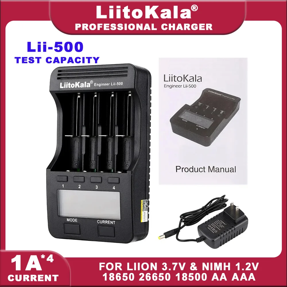 LiitoKala Lii-S12 Lii-500 12-Slot 18650  Battery Charger For 20700 26650 21700 14500 10440 16340 1.2V 3.7V 4.2V Lion Battery