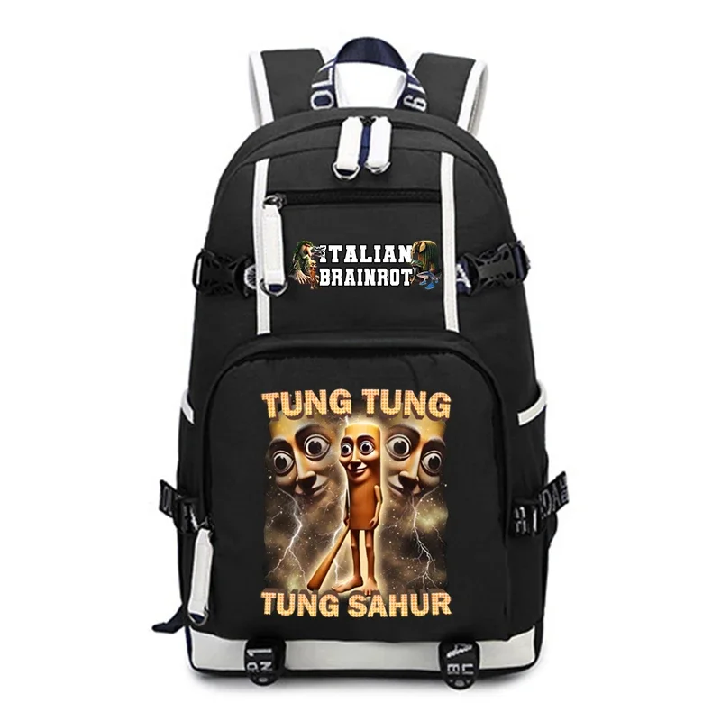 Mochila italiana Brainrot para hombre y mujer, Mochila informal de gran capacidad para ordenador portátil, Mochila de viaje al aire libre para adolescentes, Mochila para niños y niñas