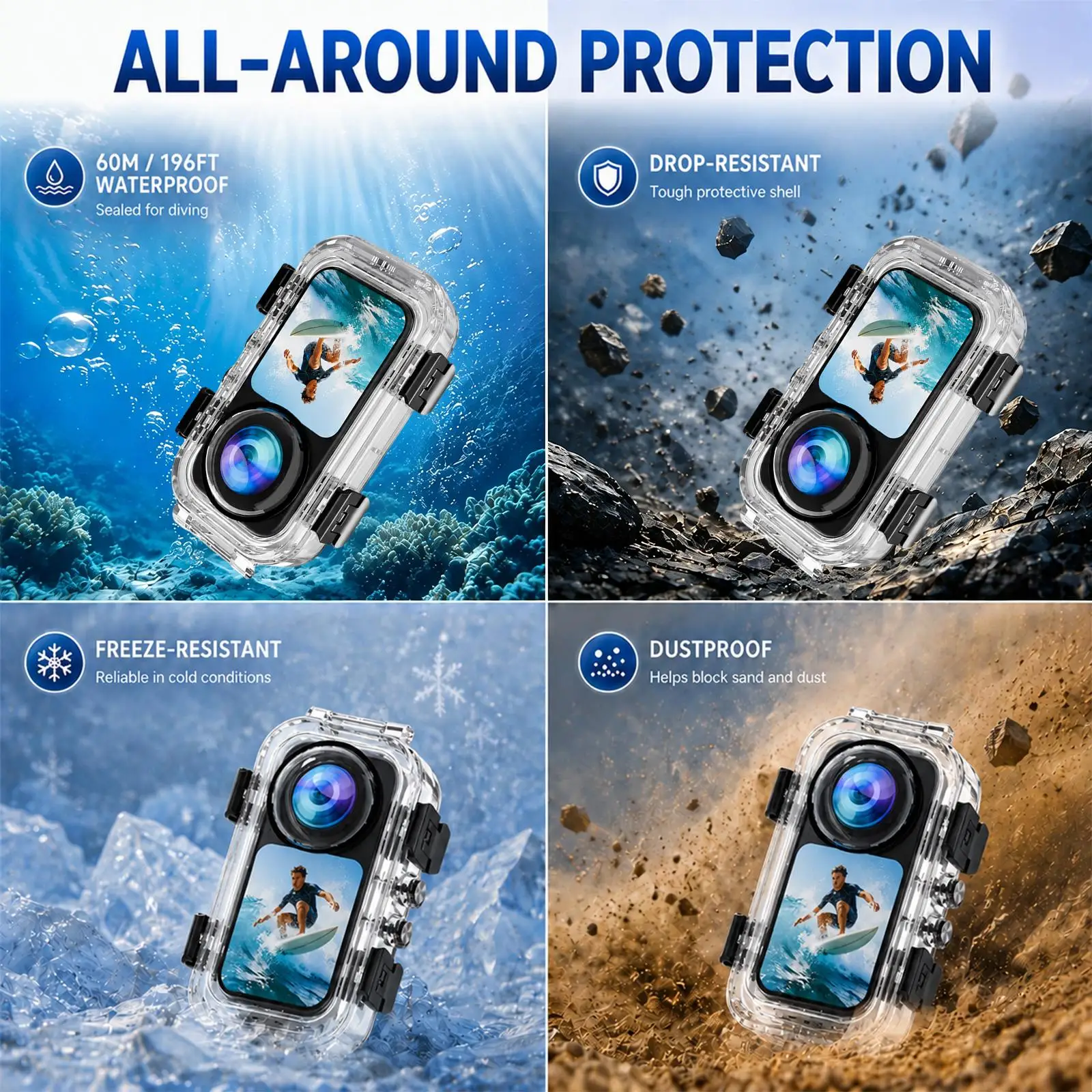 PULUZ 60m Unterwasser-Tauchgehäuse für Insta360 X6, für Insta360 X6 Action-Kamera, wasserdichtes Gehäuse, unsichtbare Abdeckung zum Schnorcheln – Detail 13