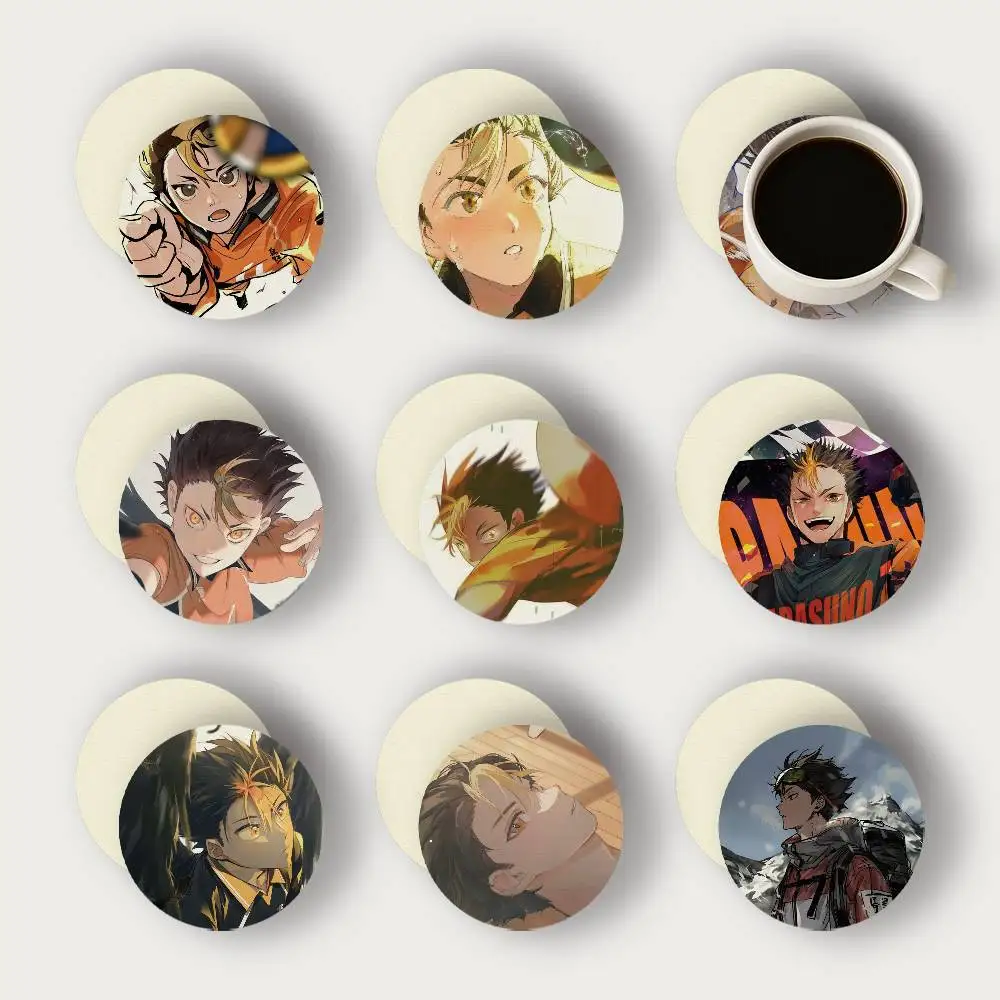 Anime Yu Nishinoya 2D Wooden Coasters Heat Resistant Non-Slip Holiday Birthday Gift Durable