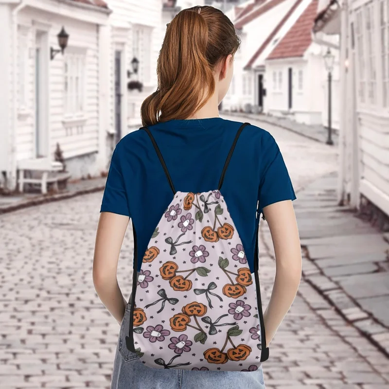 1pc New Design Halloween Drawstring Bag, Personalized Custom Print Backpack,Eco-Friendly Reusable Party Favor, 3 Sizes Available