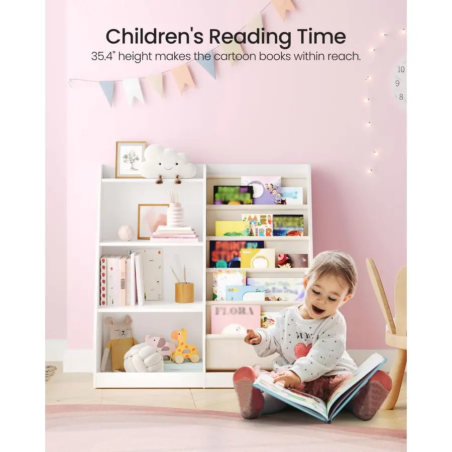 رف كتب للأطفال وتخزين الألعاب، رف كتب للأطفال الصغار مكون من 6 طبقات، منظم تخزين ألعاب الأطفال، خزانة كتب للأطفال، لغرفة اللعب،