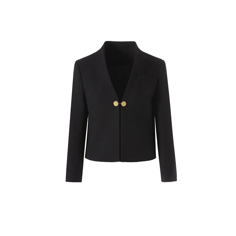 New Arrival Women Suit Coat Long Sleeve V-Neck Warm Coat