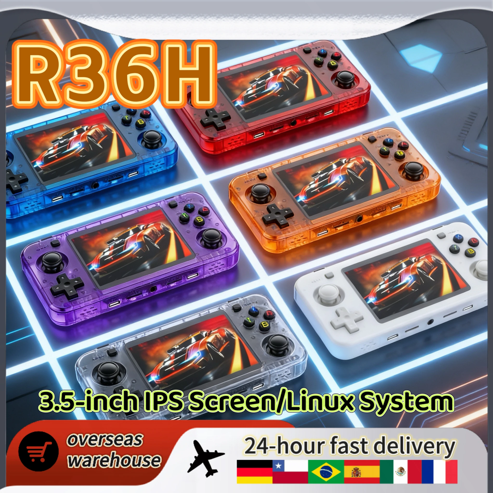 

Новая портативная игровая консоль R36H, ретро-плеер видеоигр, 3,5-дюймовый IPS-экран, Linux, RK3326, 3000 мАч, 64 ГБ, 10000+ классических игр