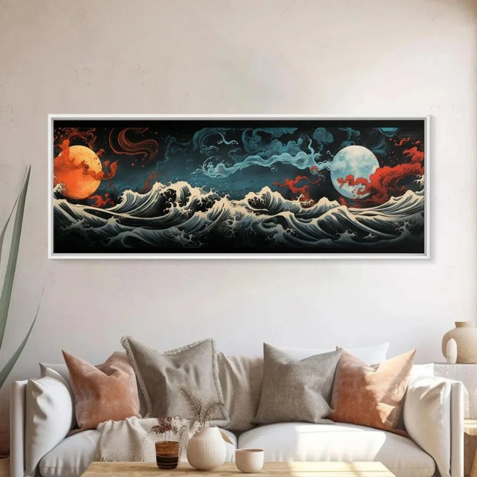 Japanese Inspired Art 5D Diy Diamond Painting Kits Cross Stitch Abstract Huge Waves Diamond Embroidery Sale For Home decor Gift