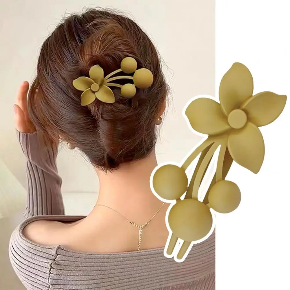 Frosted Texture Hair Claw Flower Decor Thick Thin Hair Clip Non-slip Matte Finish Large Back Head Hair Claw Accessories 꽃머리핀