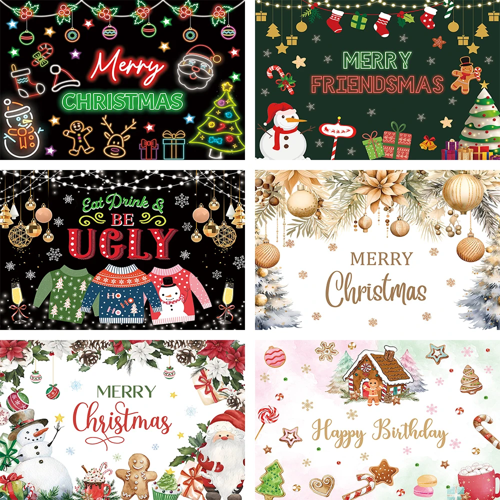 

AIBIIN Christmas Background Winter New Year Family Portrait Photography Background Portrait Photo Party Backdrop Decoration