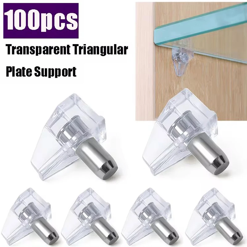 100/200PCS Transparent Shelf Studs Pegs Plastic Laminate Support Cabinet Wardrobe Shelves Glass Plate Support Furniture Hardware