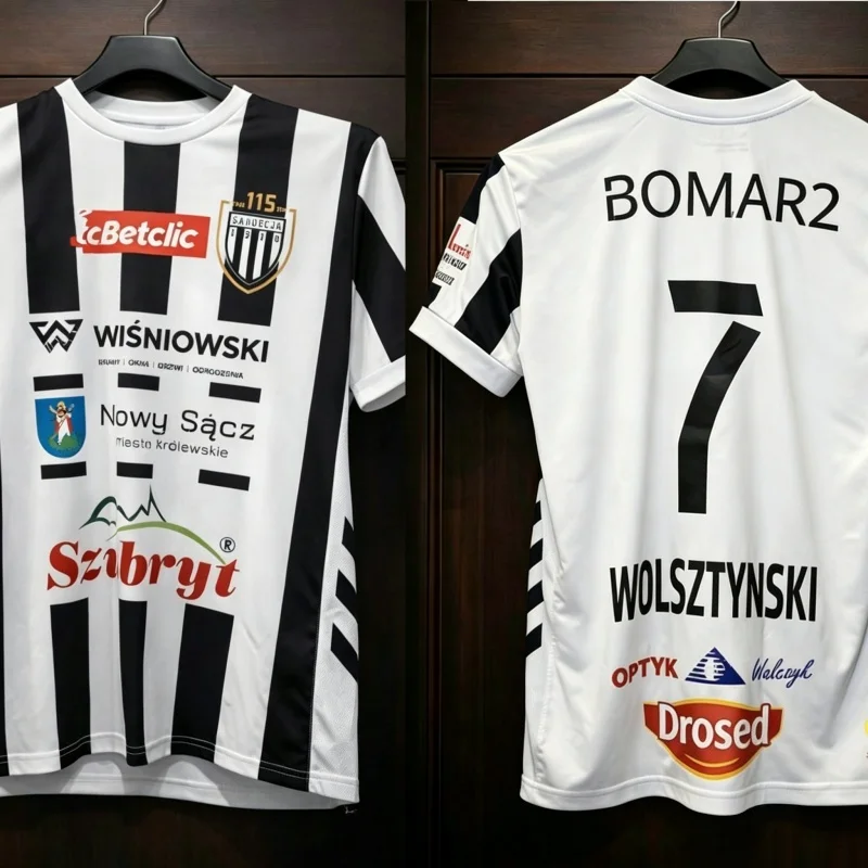 25_26 Polish Men's Football Quick-Dry T-Shirt Sandecja Nowy Sącz Football Match Jersey Fan Special Jersey Kit FamilyMatching