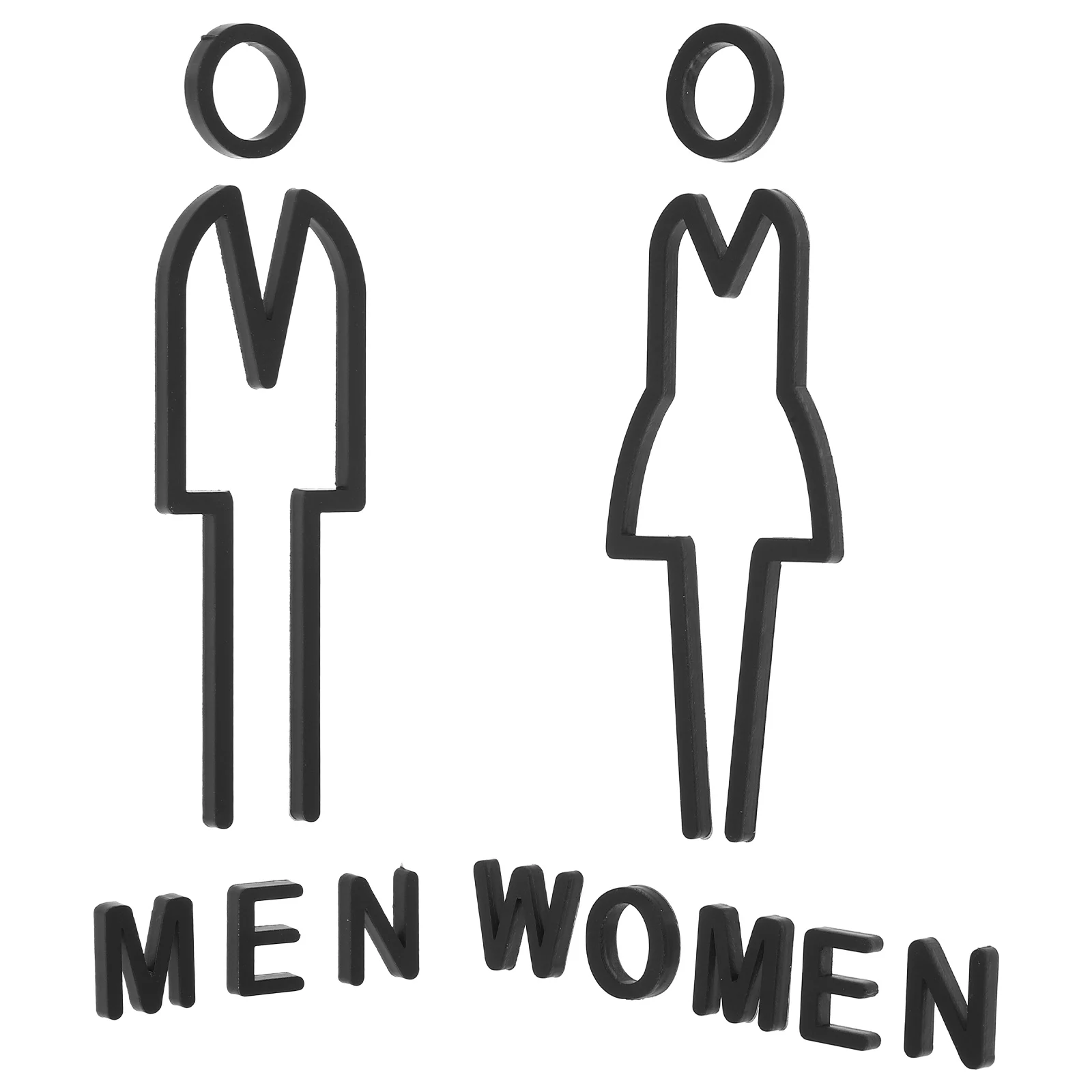 

Modern Black Acrylic Restroom Gender Sign Hollow Out Style Stick on Bathroom Symbol for Office Business Public Facility