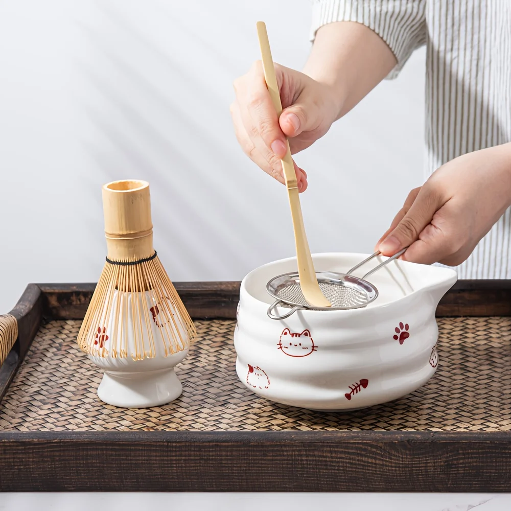 

5pcs Matcha Blender set, unique and cute cat matcha set, matcha beginner's set for making matcha lattes, gift