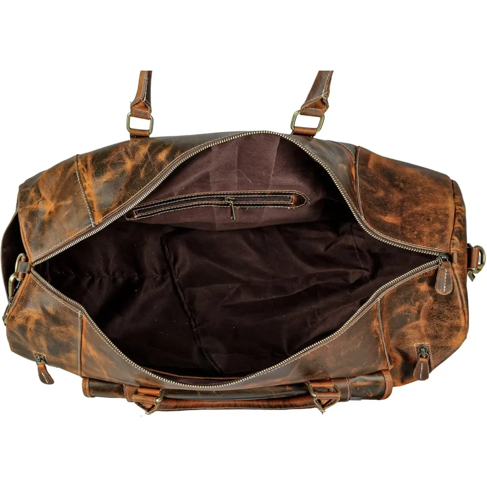 حقيبة سفر جلدية كلاسيكية للرجال مع حقيبة أحذية - احترافية، صالة الألعاب الرياضية، رياضية، غلاف ناعم، طوال الليل، أمتعة عطلة نهاية الأسبوع