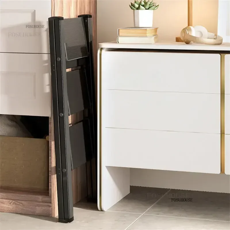 Escalera plegable para el hogar, escaleras elásticas de aleación de aluminio en espiga, taburetes multifuncionales de tres escalones