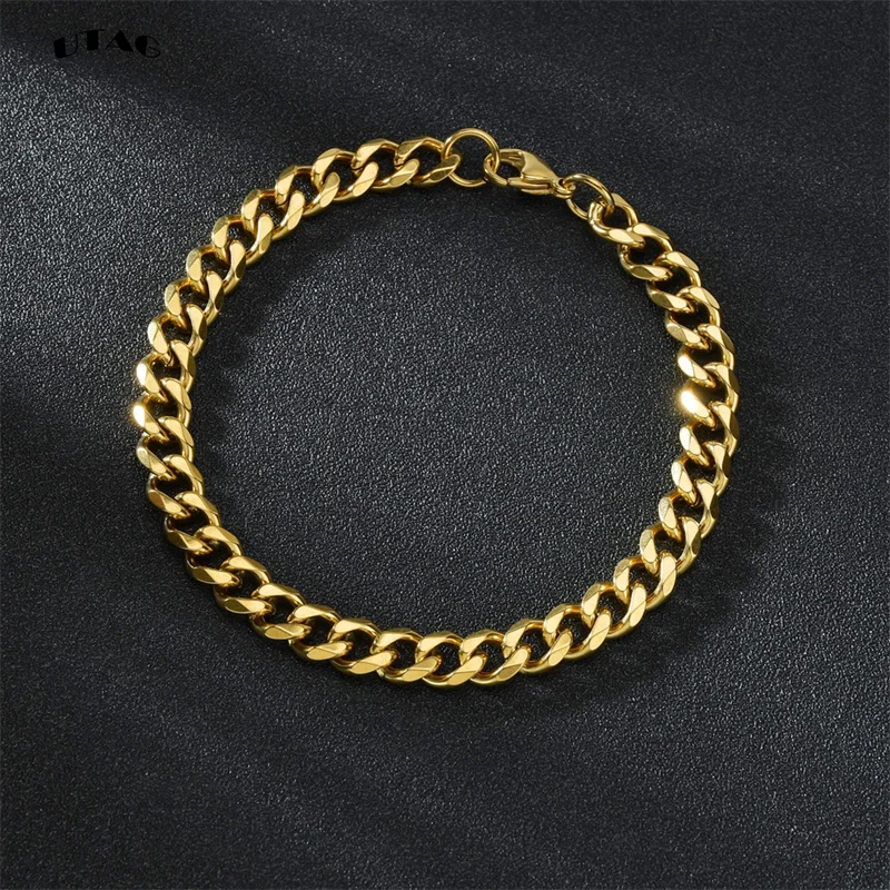 UTAG 3-11mm Chunky Miami Curb Chain Bracelet for Men, Stainless Steel Cuban Link Chain Wristband Classic Punk Heavy Male Jewelry