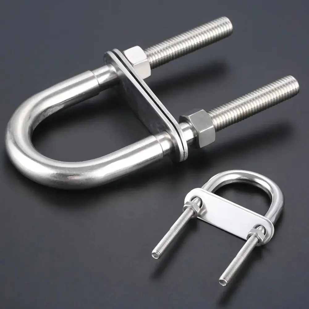1Pcs Bow Stern Marine U-bolt Screw Pads 304 Stainless Steel Boat Hardware with Nut Metal Eye Rope Rigging Yacht Accessories