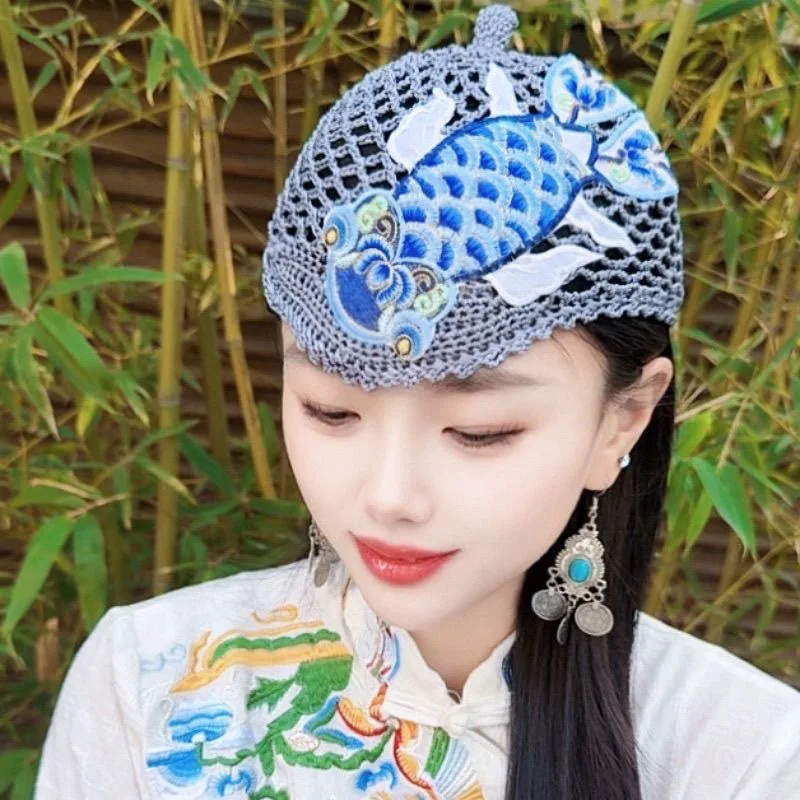 

Beanies Caps For Women Crochet Knit Hat Kufi Luxury Islamic Kippa Hijab Jewish Turban Wool Embroidery Cotton Chinese Style 0794