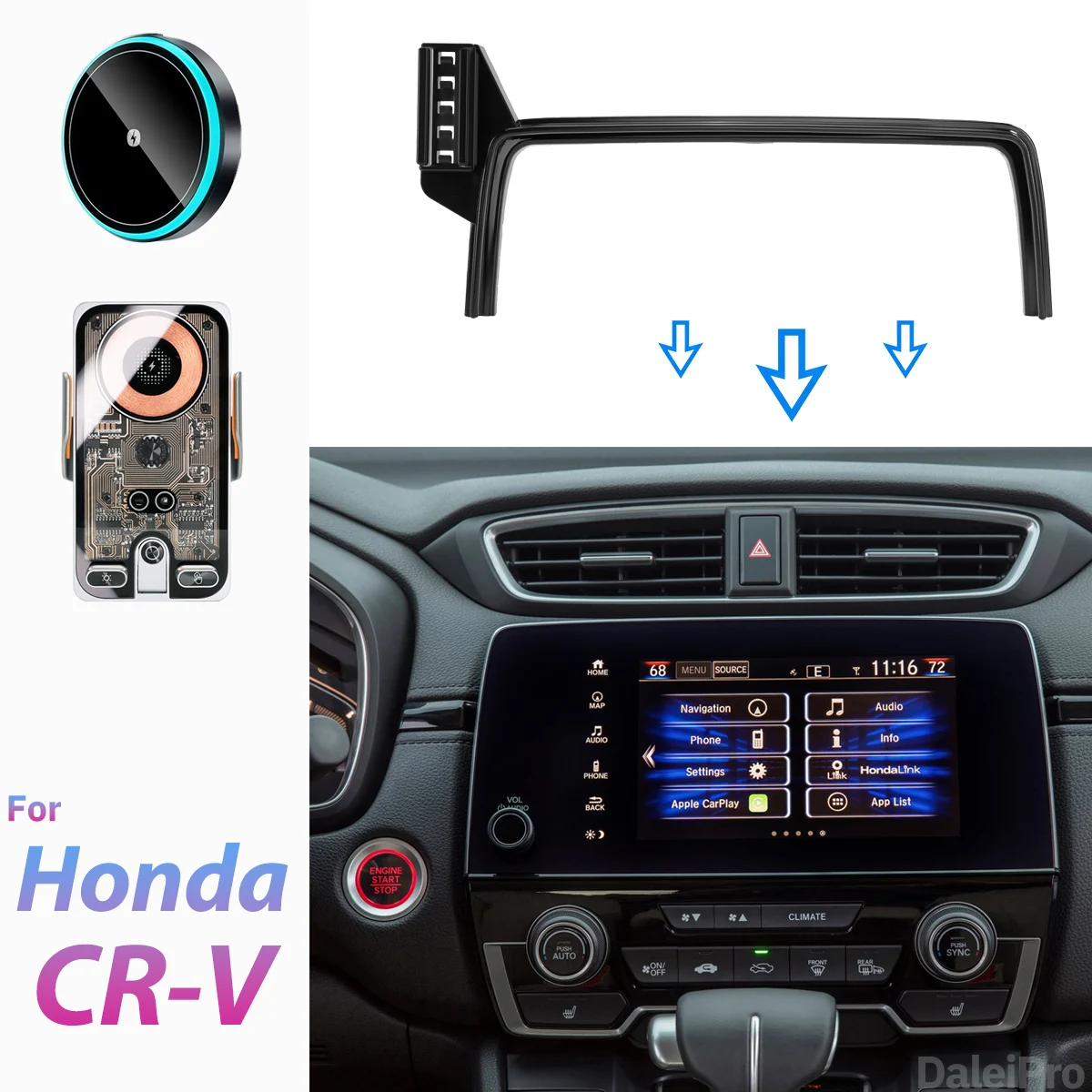 Für Honda CR-V CRV RW RT 2017-2022 Auto-Handyhalterung Bildschirm-Fixierclip Kabelloses Ladegerät Maßgefertigte Handy-Bildschirmhalterung Zubehör – Detail 1