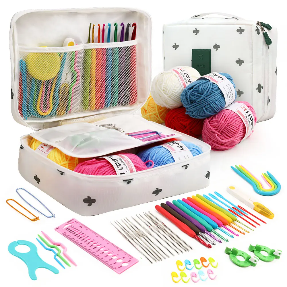 KOKNIT Lace Crochet Needles Five Wools Cactus Storage Bag DIY Colorful Crochet Hooks Set Sewing Accessories Christmas Gift 2022