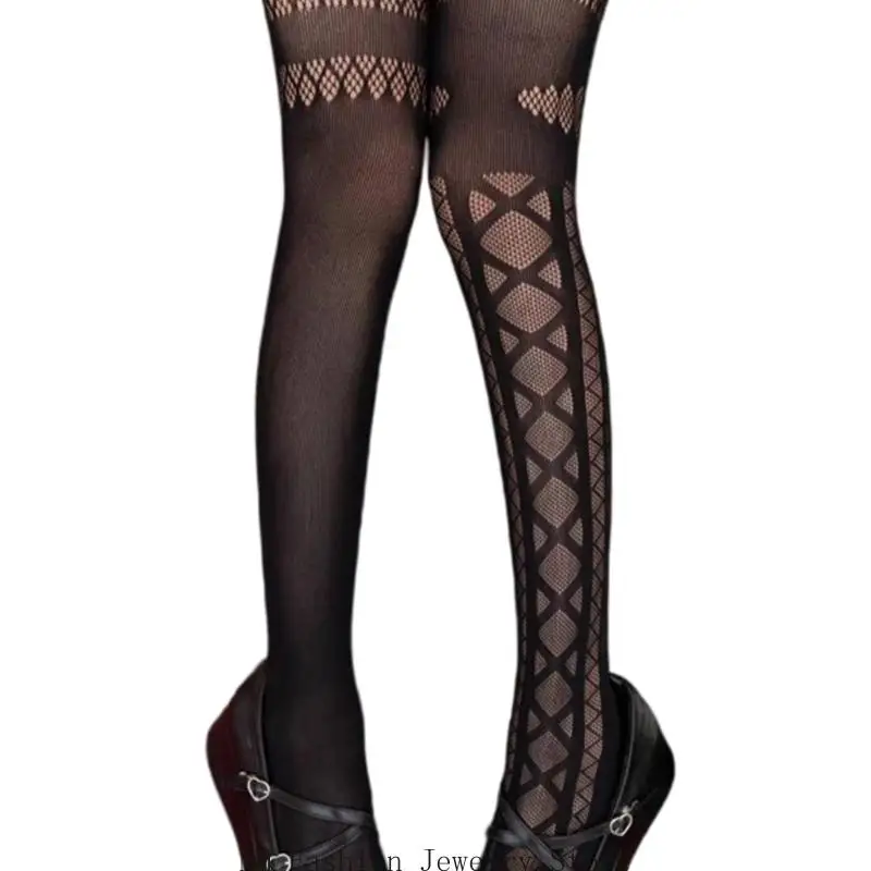 D0UB Women Fishnet Leggings جوارب الجوارب الجوارب الجوارب الجوارب الجوارز غير المتناظرة