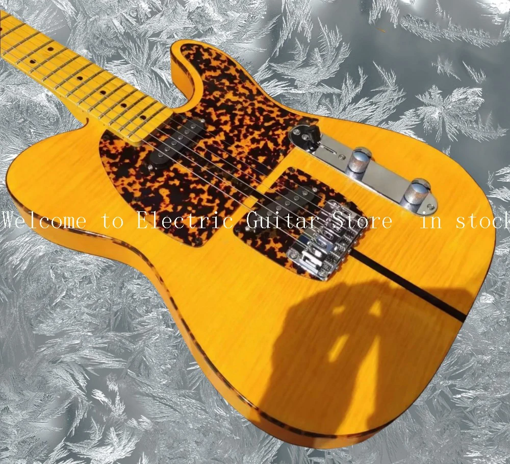 In Stock HS Anderson & Hohner Prince Madcat Mad Cat Flame Maple Top Yellow Natural Electric Guitar Leopard Pickguard, #ASP654286