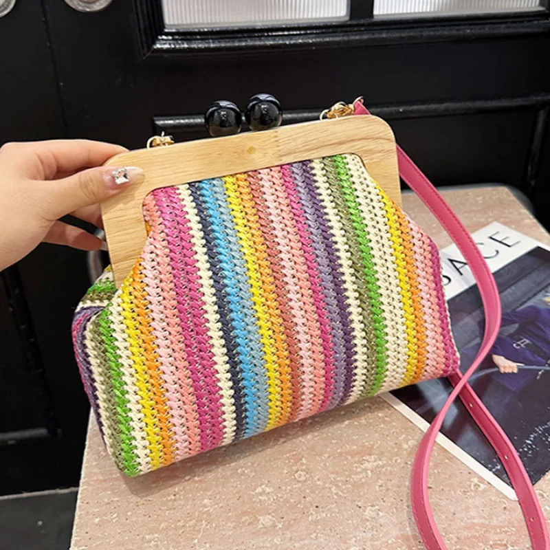 

Новая женская сумка в красную полоску, маленькая квадратная сумка, универсальная и персонализированная сумка через плечо, сумка через плечо