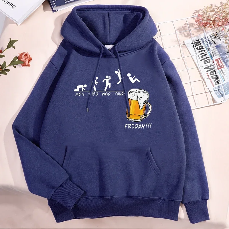 Friday Got Beer Freedom Fun Sweatshirt Men Women Creativity Oversize Clothes Loose Fleece Pullover Autumn Pollover Man Hoodie