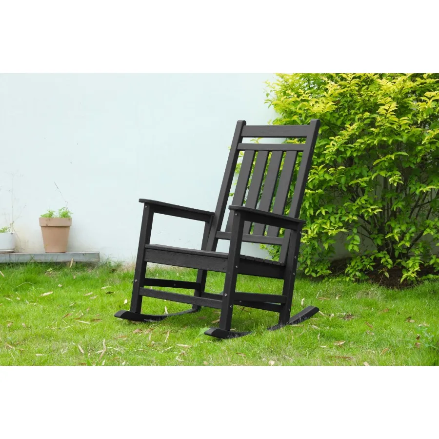 

Oversized Rocking Chair Outdoor Rocking Chair for Adults All Weather Resistant Porch Rocker for Lawn Garden Grey