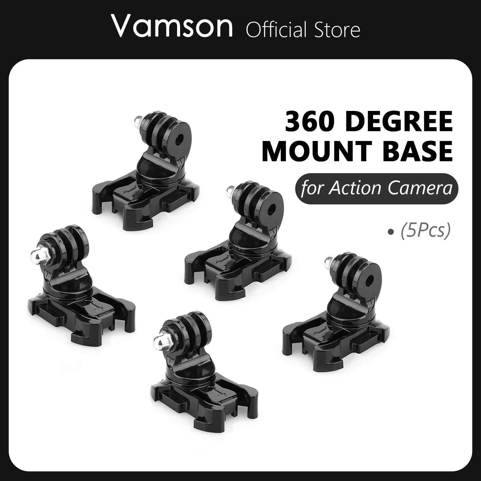 Vamson for Gopro Accessories 5pcs 360 Degree Rotate Buckle Base Mounts Surface Adapter for GoPro Hero 12 11 10 9 8 for Insta 360