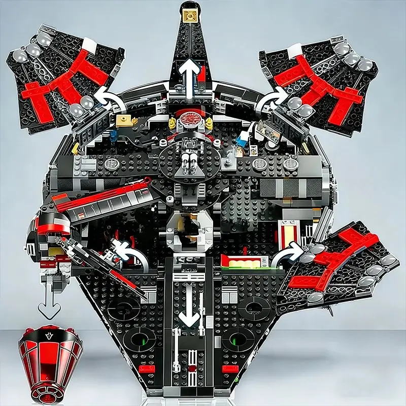 Space Millennium War Geschwärztes Millennium Falcon Set Alien Mini-Charaktermodell Bausteine Neues Bausteinset 1579 Teile – Detail 4