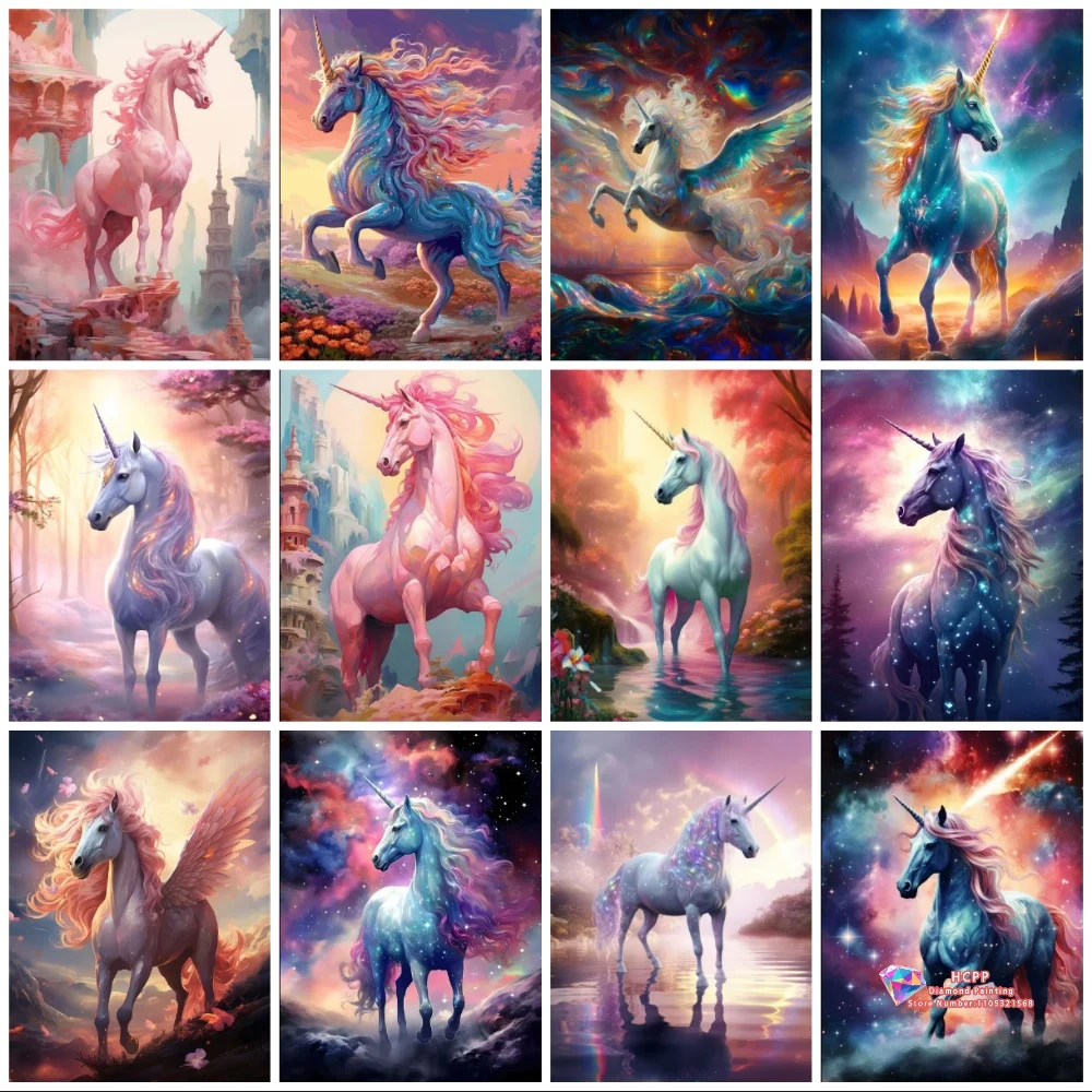 Pink Magic Unicorn Buntes Pegasus-Diamant-Malerei-Set, quadratisch, rund, Diamant, 5D, DIY, Mosaik, handgefertigt, Kunst, Geschenk, Heimdekoration