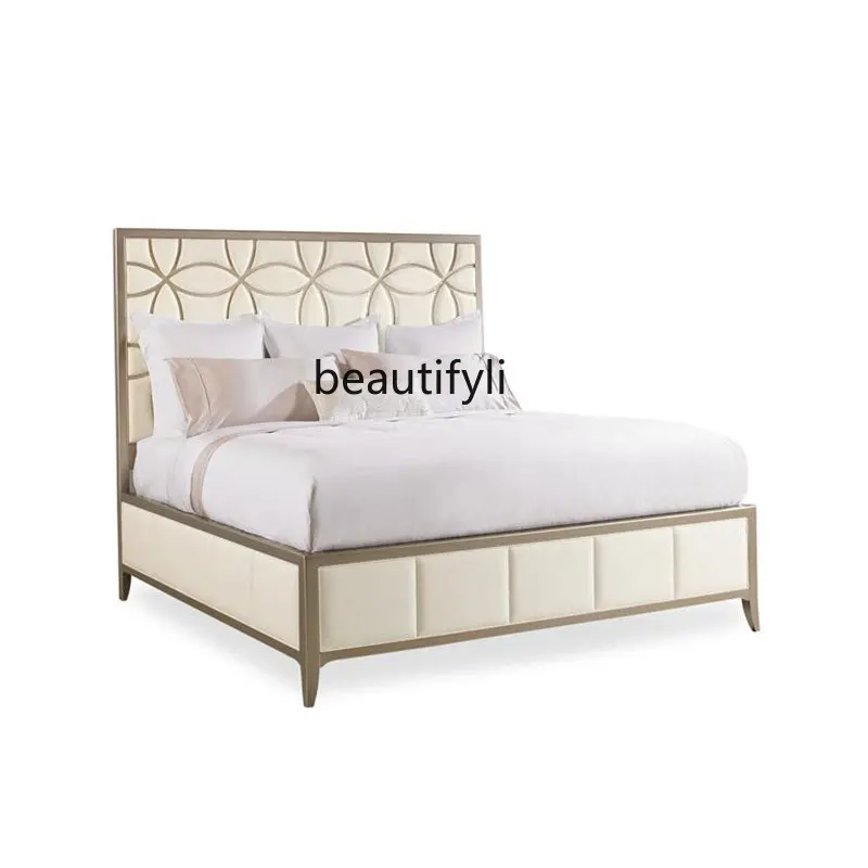 

American Light Luxury Solid Wood High Back French Style Princess Bed Simple Modern Master Bedroom Double Bed