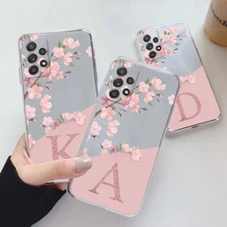For Samsung Galaxy A52 A52S A17 A37 A57 A53 A33 A73 Case Soft Slim Luxury A-Z Letters Back Cover Fundas Clear Bumper Transparent