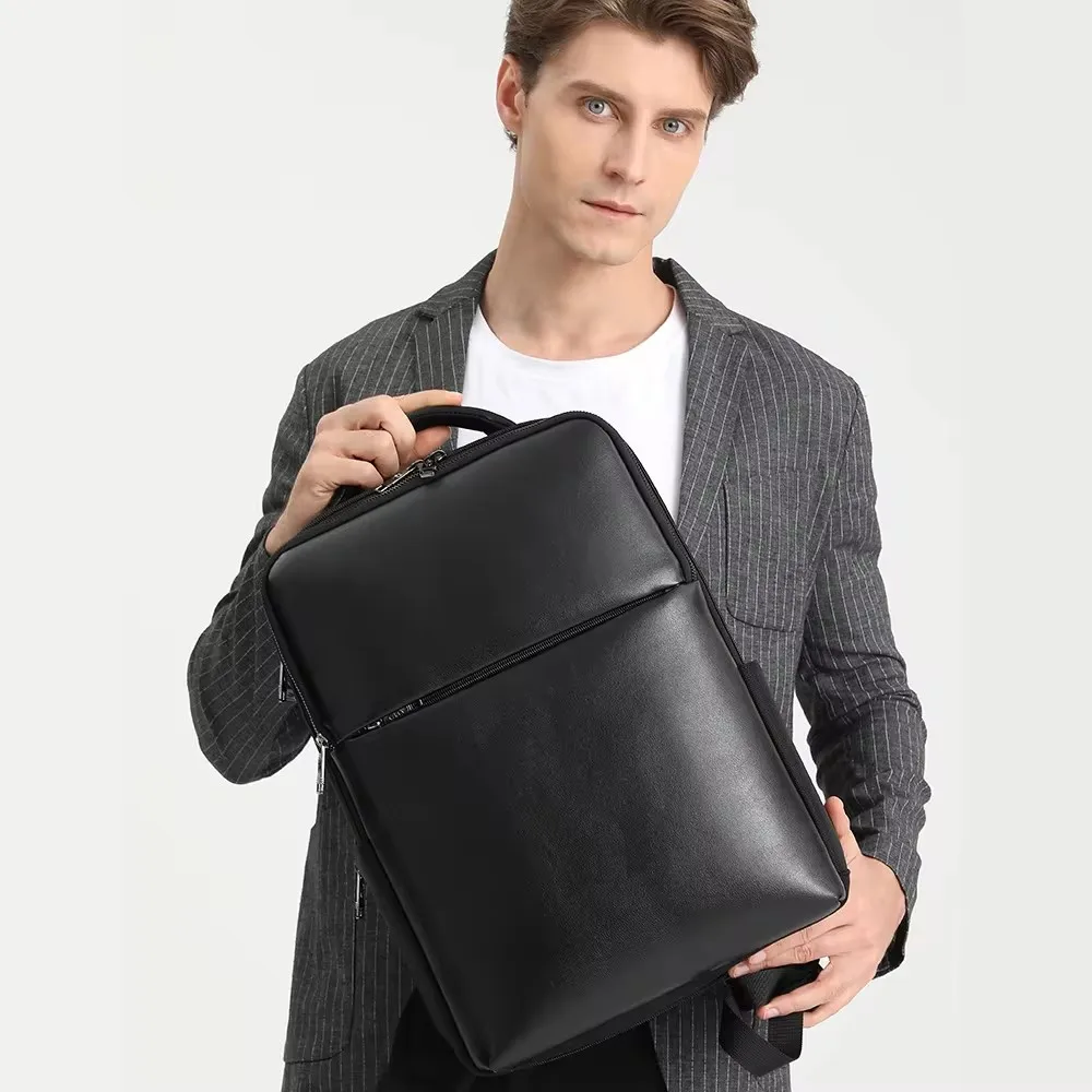 Aigo Executive Rugzak Mannen Pu Lederen Tas Kantoor Casual Reis Laptop Kantoor Zakelijke Sport Schouder Rugzak Mochila