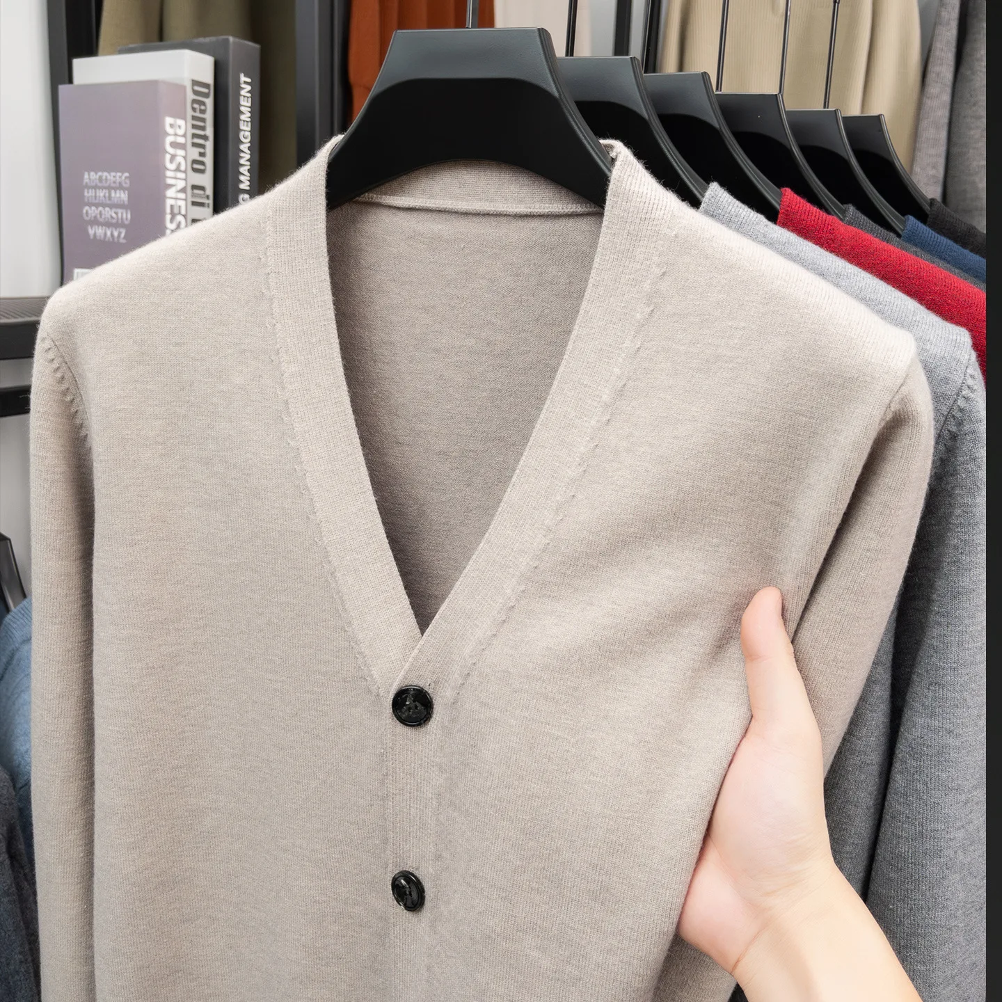 

Men's Casual Knitted Cardigan Jaet Thin Outerwear Spring Autumn Top Casual Long Sve V-Ne Breathable Color