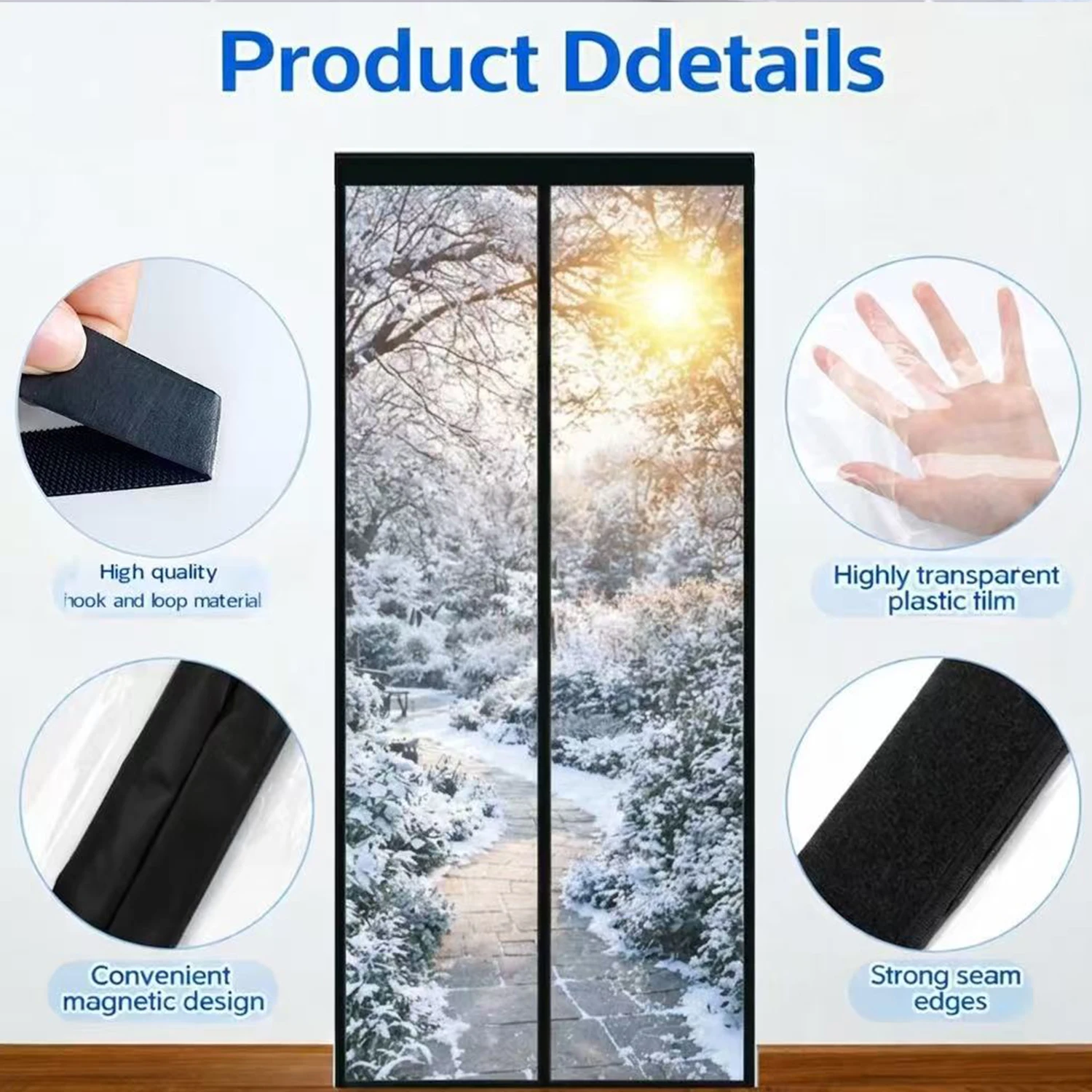Magnetic Air Conditioning Door Curtain, Winter Warm and Windproof Partition Curtain, Transparent Soft Plastic Curtain