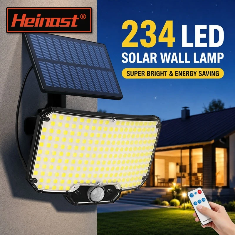 234 LED Solar Light with 3 Modes Motion Sensor Outdoor Solar Lamp Security Lights for Outside Yard Garden Fence Pathway Design