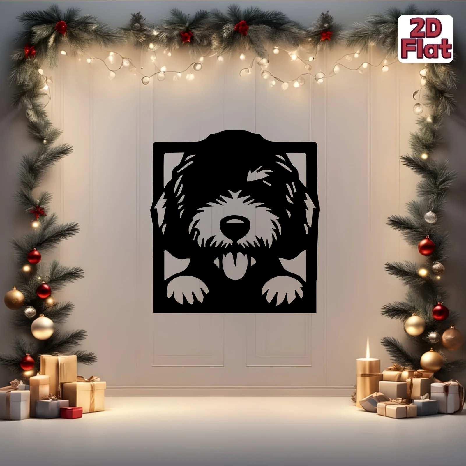 1PC 2D Flat Minimalist Iron Wall Art, Gentleman & Animal Sculpture for Living Room Outdoor, Black Friday Gift
