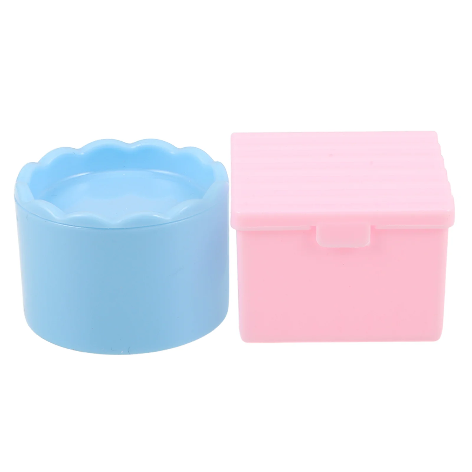 

2pcs Nail Art Brush Holder Plastic Nail Cleaning Box With Lid Multi-Layer Design Dappen Dish For Brushes Rhinestones Manicure