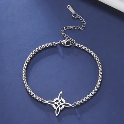 Cazador Witch Knot Charm Bracelet for Women Stainless Steel Wicca Box Chain Bracelets Amulet Witchcraft Jewelry Mother Day Gift