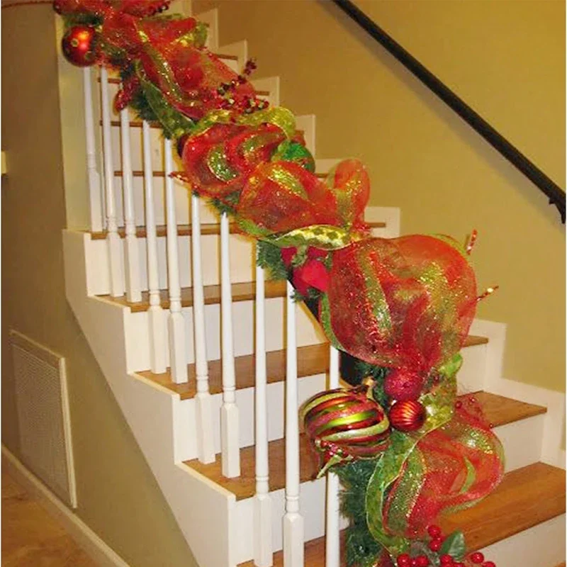 Weihnachtsbaumschmuck, Band, Netzband für Kranz, Schleife, Girlande 2025, Weihnachtsdekoration, Heimdekoration, Geschenke, Navidad, Neujahr 2026 – Detail 14