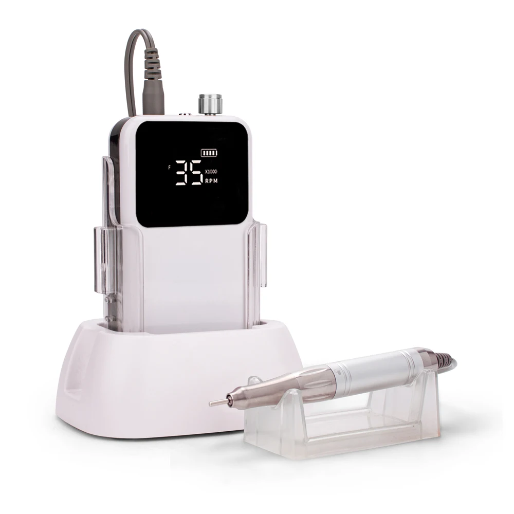 

Nail Art Tools Portable Square Screen 35000 rpm Coreless Motor 8 Hours Long Working Time No Vibration Smooth Nail Drill