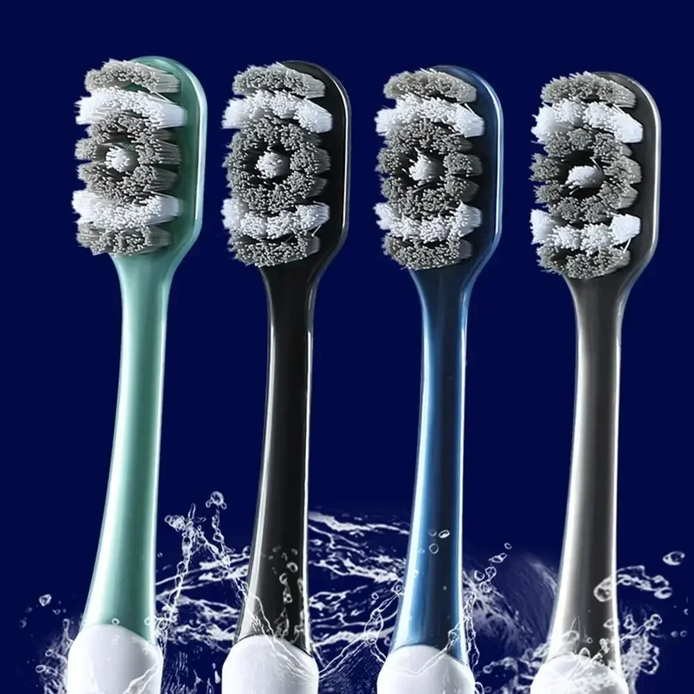 6PCS  Super Hard Bristles Toothbrush for Dental Oral Care - Cross Remove Tongue Plaque Bacteria Stains Whitening Toothbrush