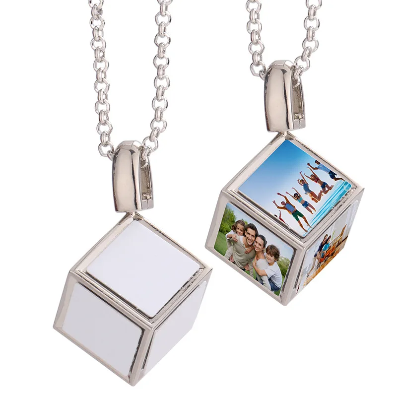 20pcs/lot Free shipping Blank sublimation Dice square pendant necklace for jewelry heat transfer blank material DIY new gift