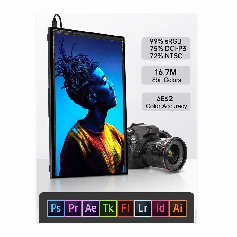 18.5'' FHD IPS Display 16:9 Aspect Ratio 1920x1080p 350nits Aluminum Alloy Material with All In One Kickstand Portable Monitor