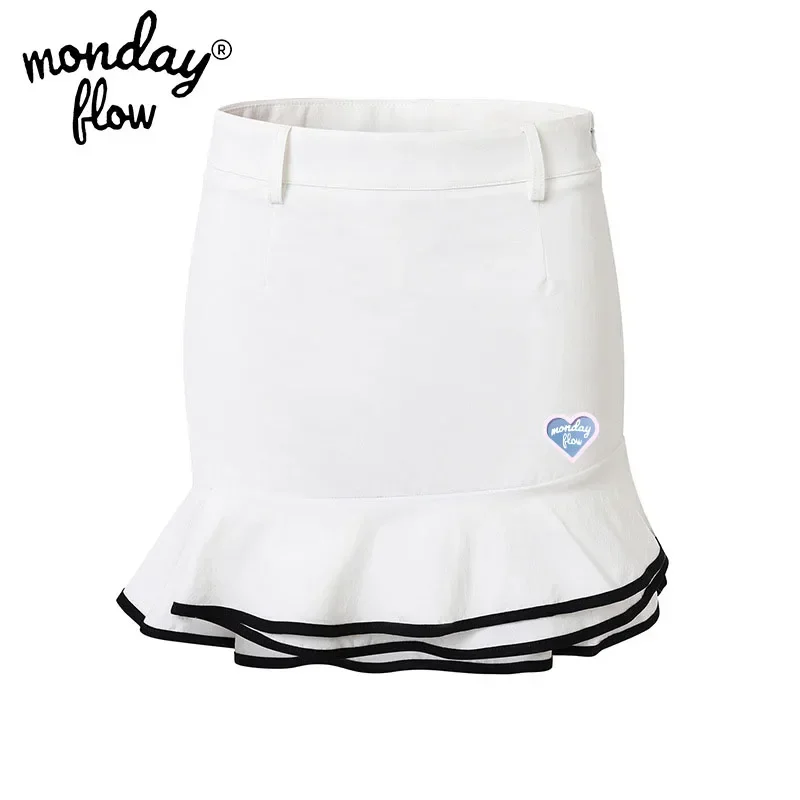 

Monday Flow Summer Women's Golf Skirt Ruffle Edge Contrast Sport Breathable and Quick Drying Bag Hip Golf Short Skirts