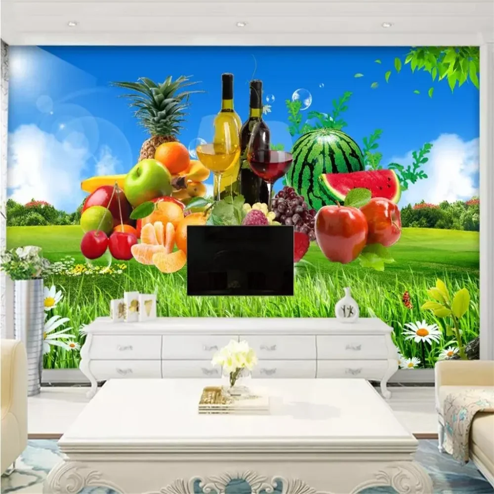 custom Photo Wallpaper Kitchen Fruit Shop Restaurant Background Stickers home Decor Red wine Wall paper roll 3D Mural Wallpapers