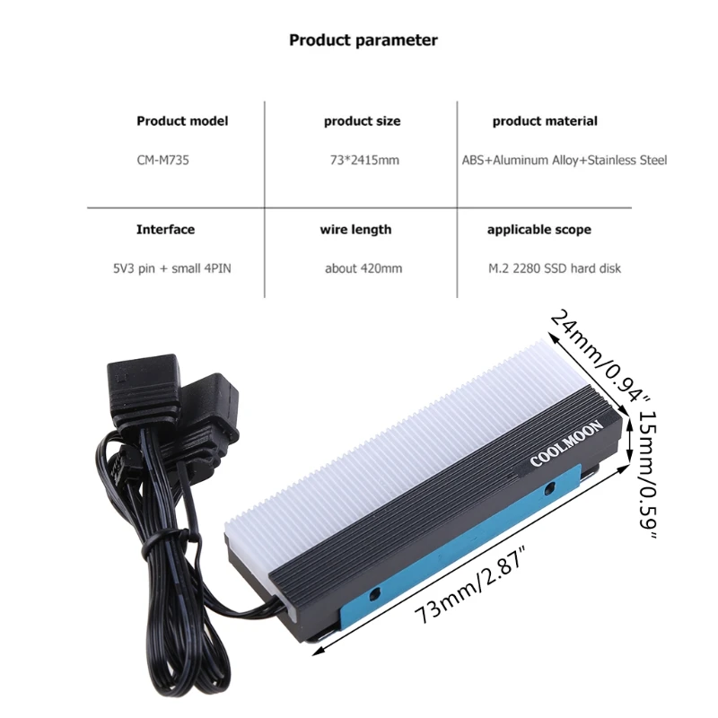 كولمون CM-M73S M.2 ARGB SSD المبرد برودة 2280 الحالة الصلبة قرص صلب المبرد لوحة تبديد الحرارة