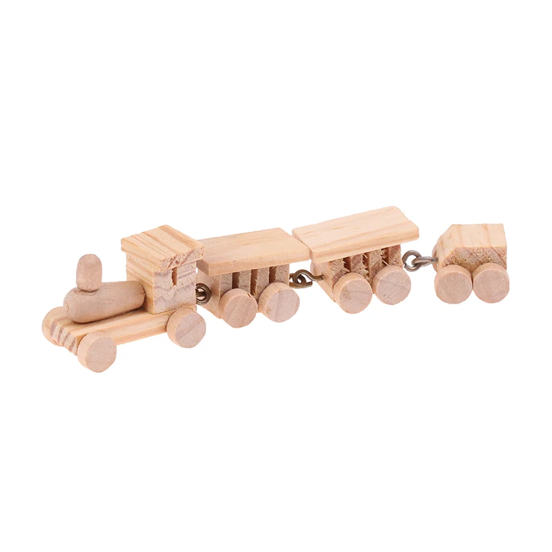 1Pc Mini Wooden Train Simulation Model Toys 1/12 Dollhouse Miniature Accessories For Doll House Decoration Educational Toys